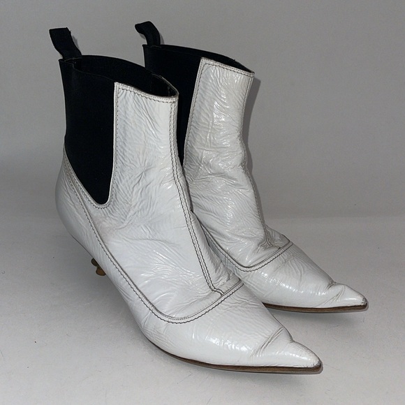 Vivienne Westwood ORB HELLS Boots IN WHITE LEATHER PATENT IT38 - used - no box - Picture 9 of 11
